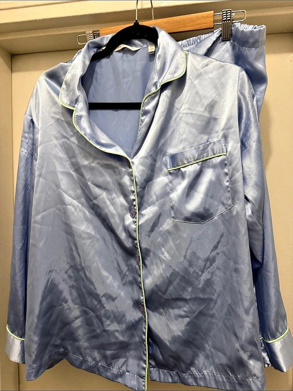 Victoria'Small Secret Signature Satin Short Pajama Set Blue Small